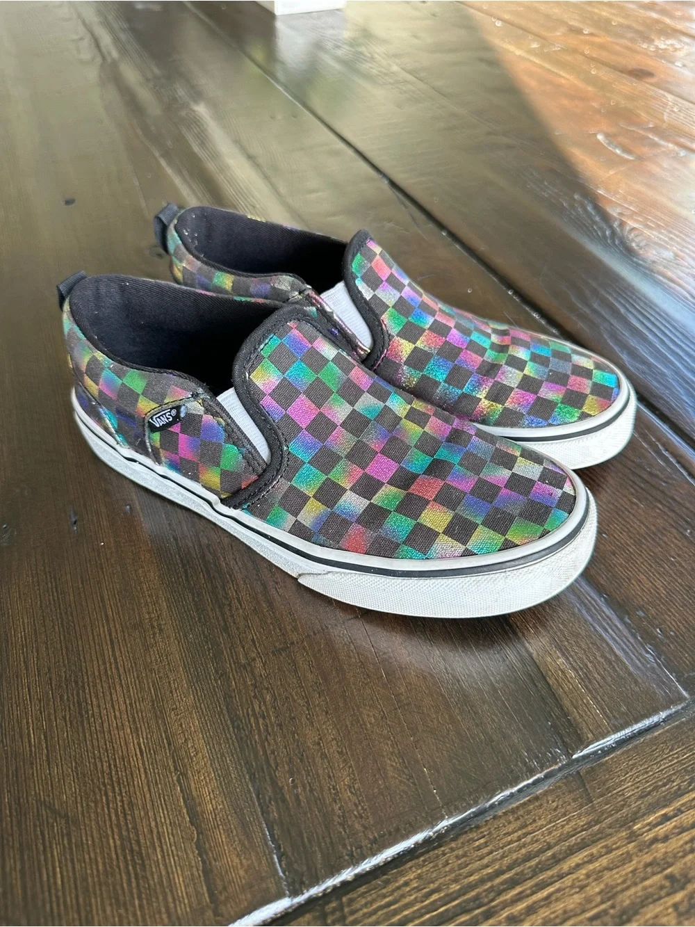 Vans Kids Slip-On Sneakers in Rainbow Checkerboard